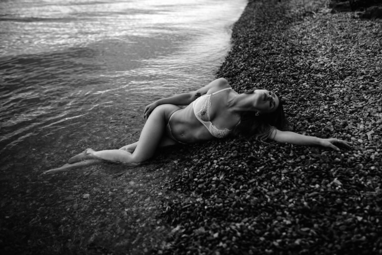 woman beach water boudoir